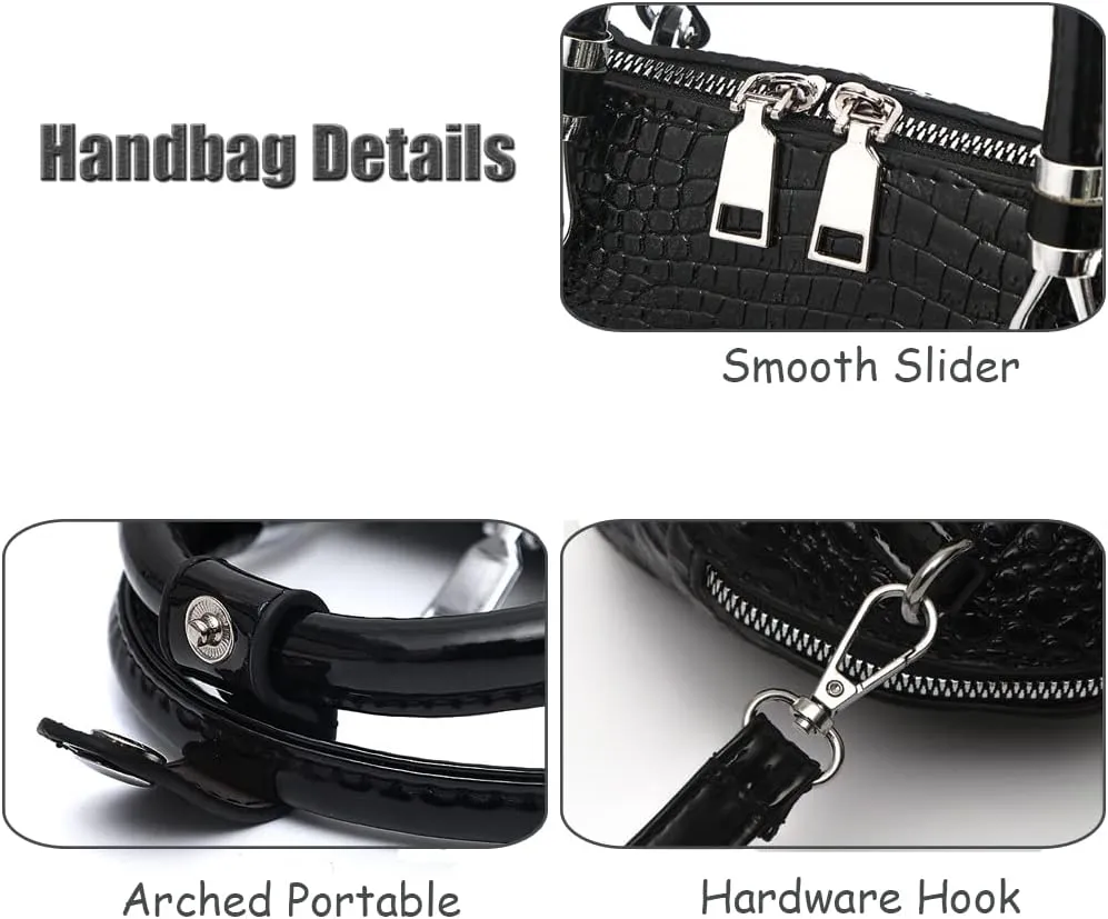 ® Women Handbag Rose Pendant Crossbody Bag Crocodile Top Handle Bag Vintage Shoulder Bag Shell Bag