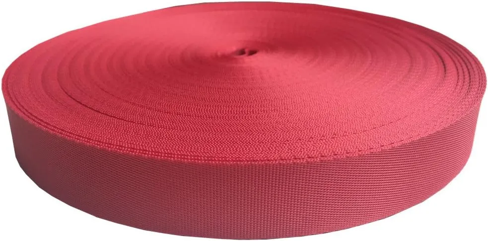 1 Inch Wide 50 Yards Nylon(Polyester) Webbing Strap for DIY Craft Backpack Strapping, Sewing, Pet Products, Outdoor Gear Repair (Red)