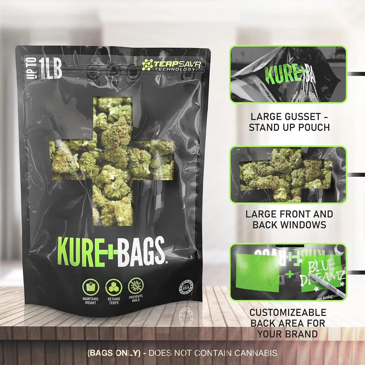 1 Pound Resealable Bag for Food Storage, Curing Cultivation Front & Back Window, Humidity Control Bags for Curing & Storage Resealable, Resealable Bags for Packaging (10)