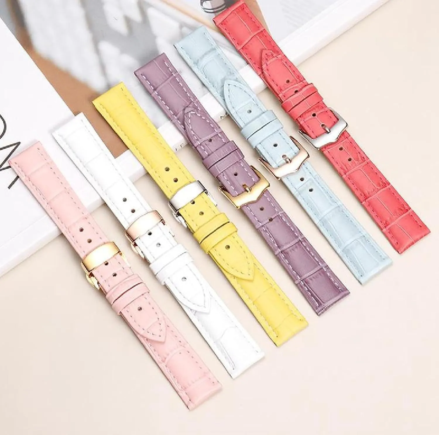 10-24mm Genuine Leather Watch Strap Women Watchband with Pin Buckle