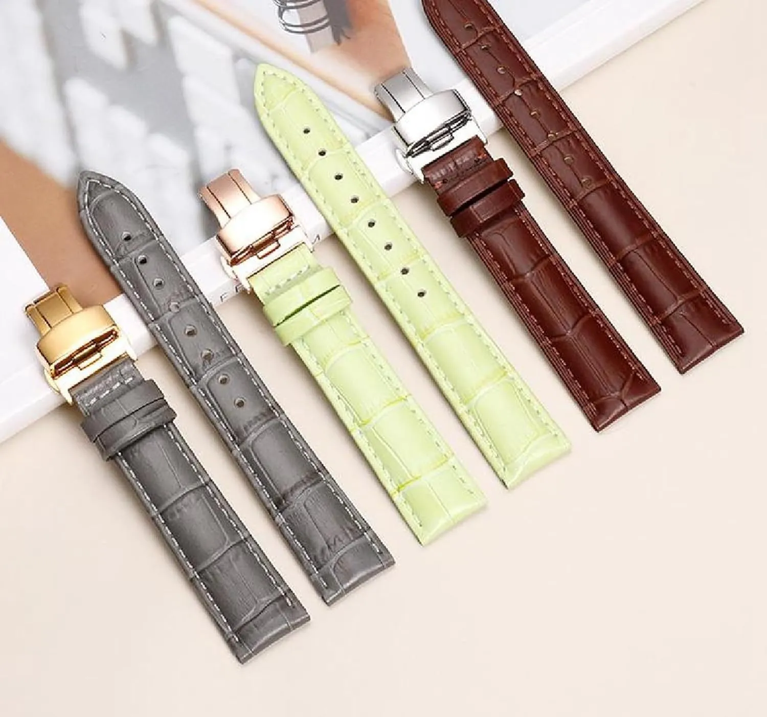 10-24mm Genuine Leather Watch Strap Women Watchband with Pin Buckle