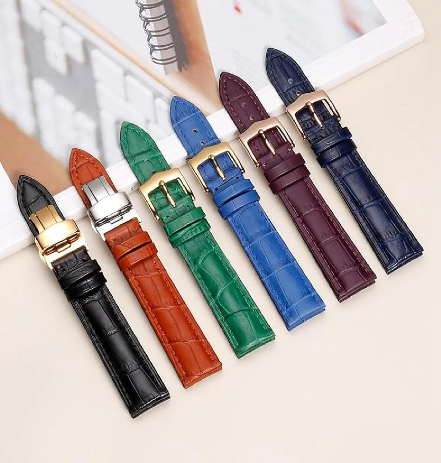 10-24mm Genuine Leather Watch Strap Women Watchband with Pin Buckle