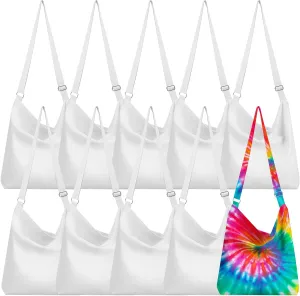 10 Pcs White Cotton Crossbody Bags for Tie Dye Bulk White Items Things to Tie Dye Party Supplies Adults DIY Projects