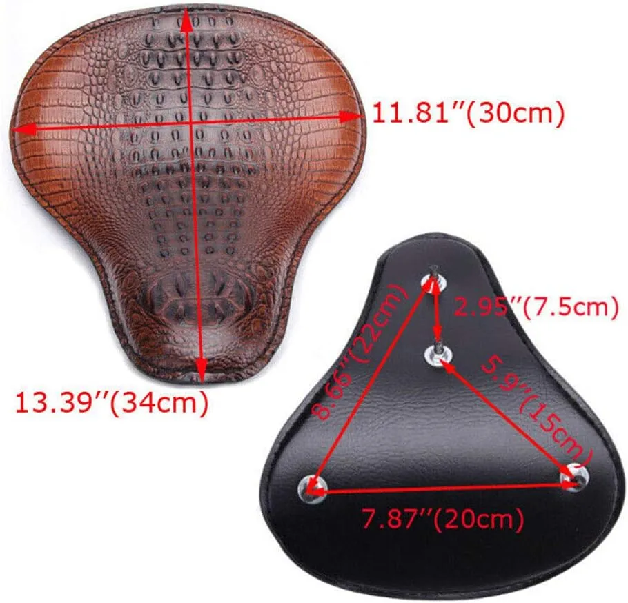 13" Brown Crocodile Motorcycle Leather Driver Seat Cushion for Harley Davidson Sportster Chopper Bobber (Brown-Crocodile)