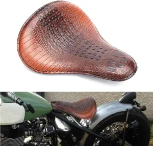 13" Brown Crocodile Motorcycle Leather Driver Seat Cushion for Harley Davidson Sportster Chopper Bobber (Brown-Crocodile)