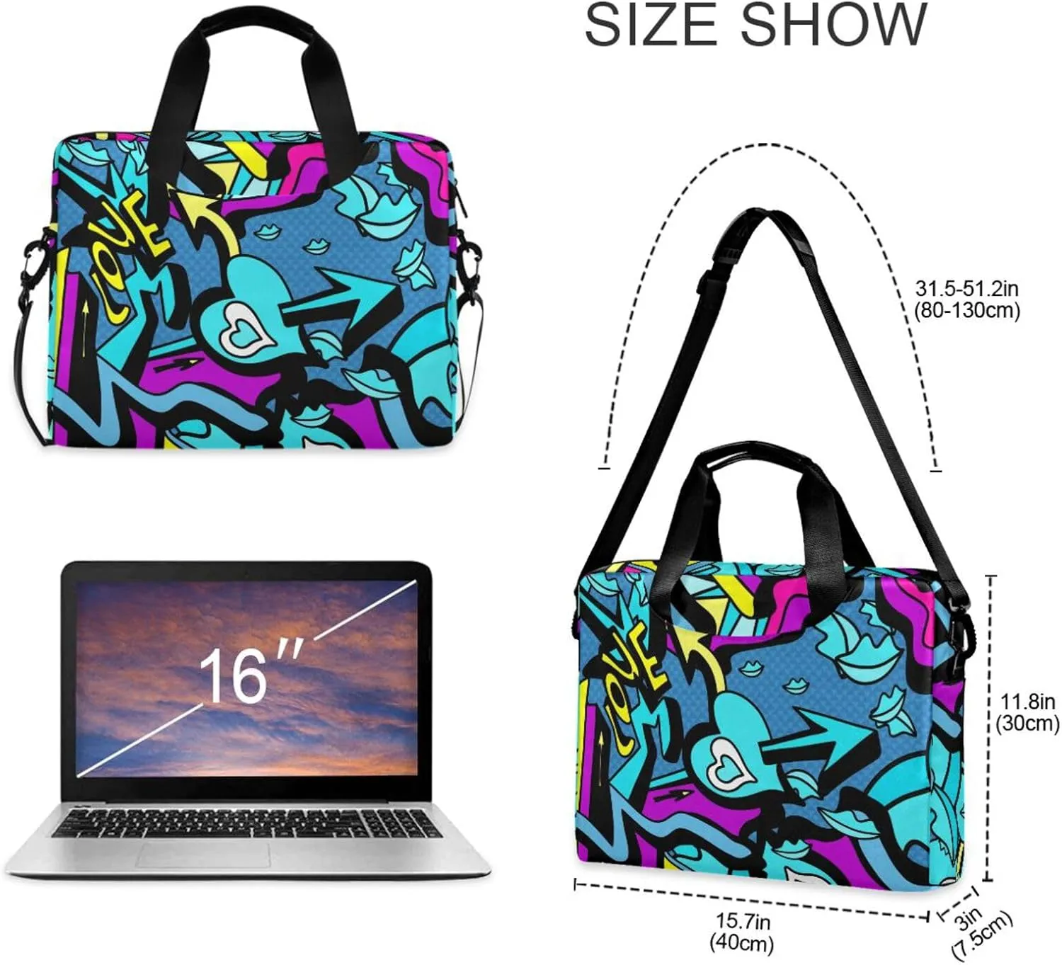 16 inch Laptop Bag Messenger Shoulder Bag for Laptop or Tablet Sleek Durable & Non-Slip Multicolor 1