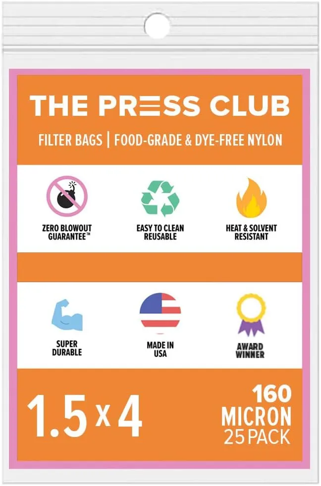 160 Micron | Premium Nylon Tea Filter Bags | 1.5" x 4" | 25 Pack