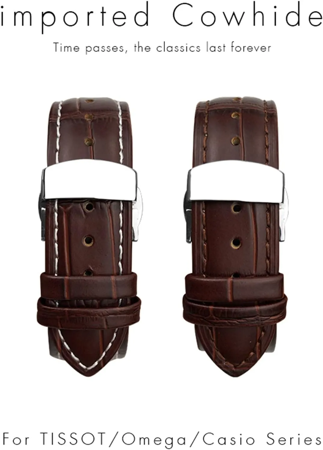 18mm 20mm 22mm True Cowhide Leather Strap Butterfly Clasp Watchband Suitable For Omega Seamaster 300 Bracelet