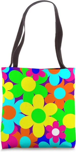 1960s groovy vintage mod floral 1970s flowers psychedelic Tote Bag