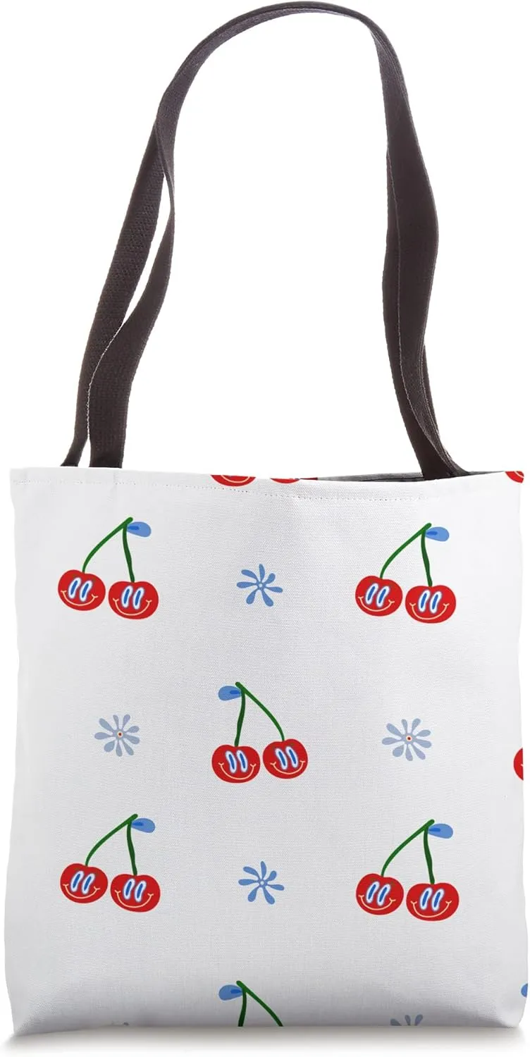 1960s psychedelic cherries groovy white Tote Bag