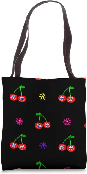 1960s vintage retro cherries groovy 60s black cherry Tote Bag