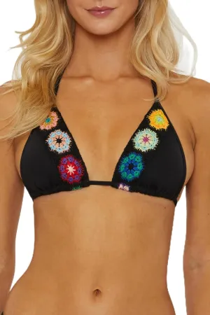 1969 Triangle Bikini Top, Adjustable, Tie Back, Swimwear Separates for Women