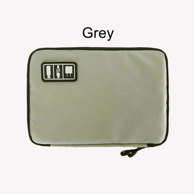 1pc Black Green Storage Bag Electronic Accessory Organizer Portable Usb Data Cable Charger Plug Travel Waterproof Organizer