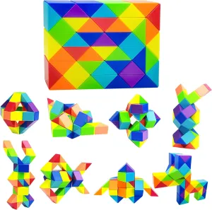 1PC Snake Fidget Toy Cube Twist Puzzle 48 Wedges, Large Size Rainbow Magic Snake Toy Brain Teaser Stocking Stuffers Party Favors Game Goodie Bags Fillers for Kids Adults Teens