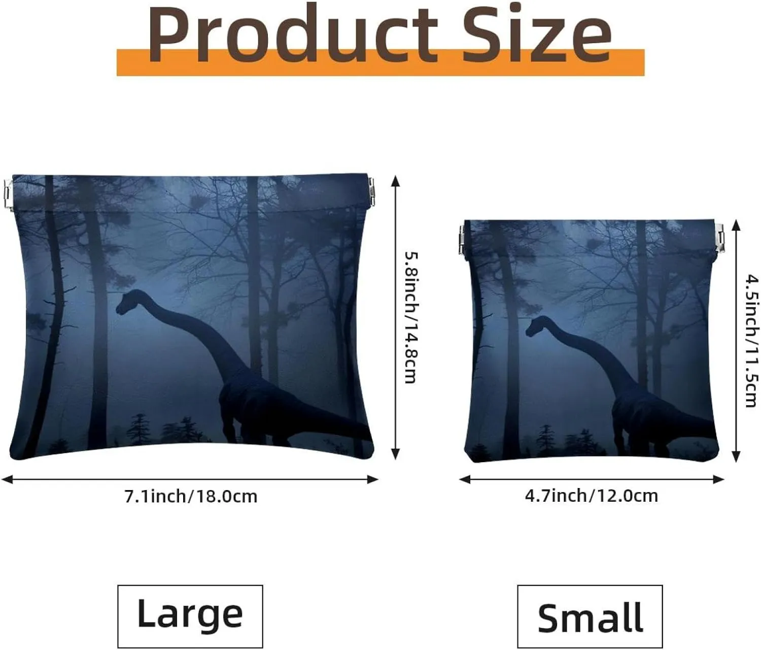 2 PCS Faux Leather Makeup Bag for Purse, Small Pouches for Purse, Mini Pocket Pouch, Multi-functional Shrapnel Storage Bag, Night Forest Dinosaur