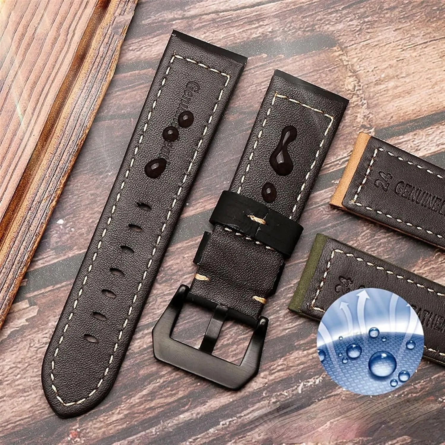 20mm 22mm 24mm 26mm Genuine Leather Retro man Watch Band for Panerai PAM111 441 cowhide Watchband Wrist Strap