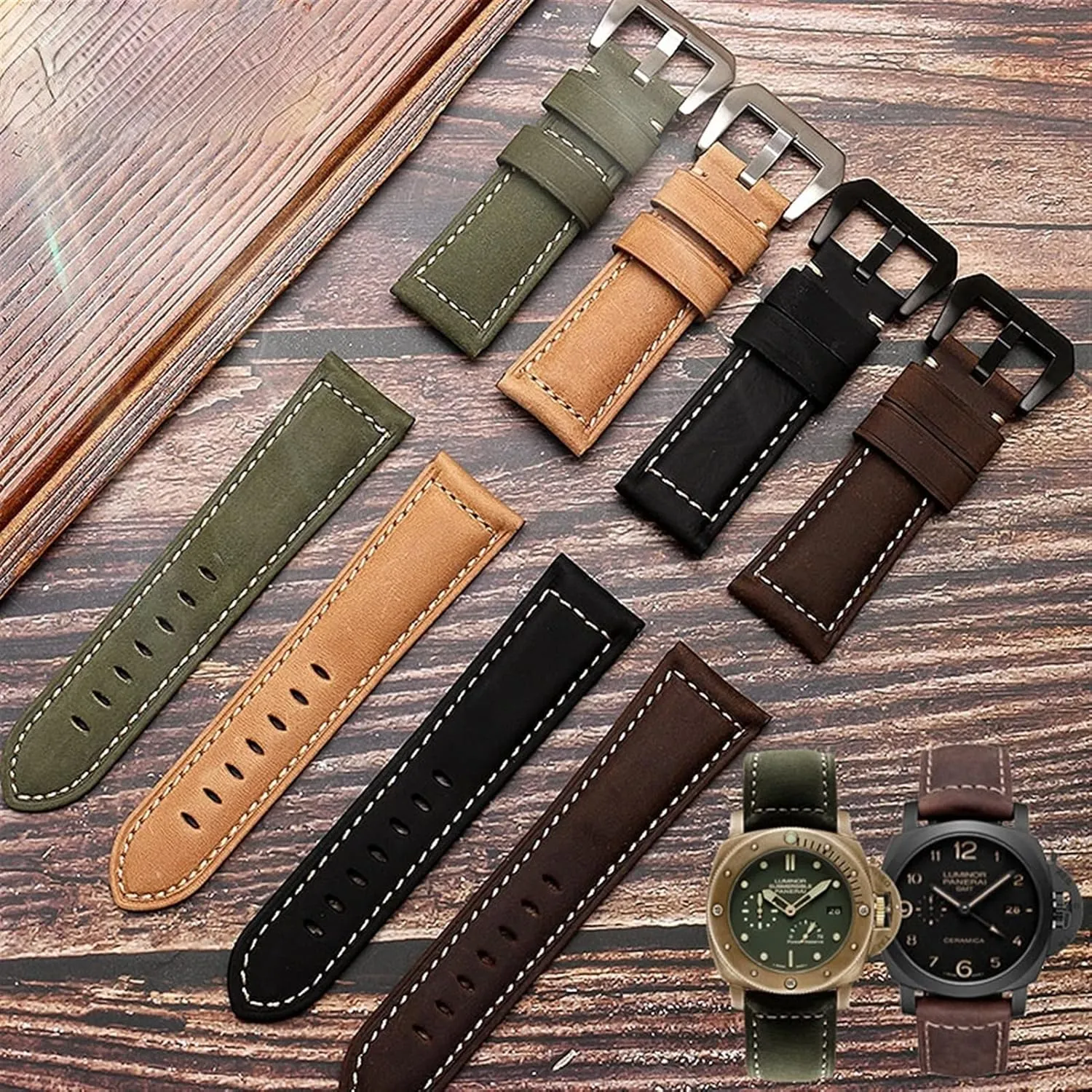 20mm 22mm 24mm 26mm Genuine Leather Retro man Watch Band for Panerai PAM111 441 cowhide Watchband Wrist Strap