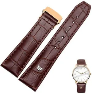 20mm 22mm With Folding Buckle Bracelet Black Brown Genuine Leather Watch Band，For Maurice Lacroix Watches Strap Replace