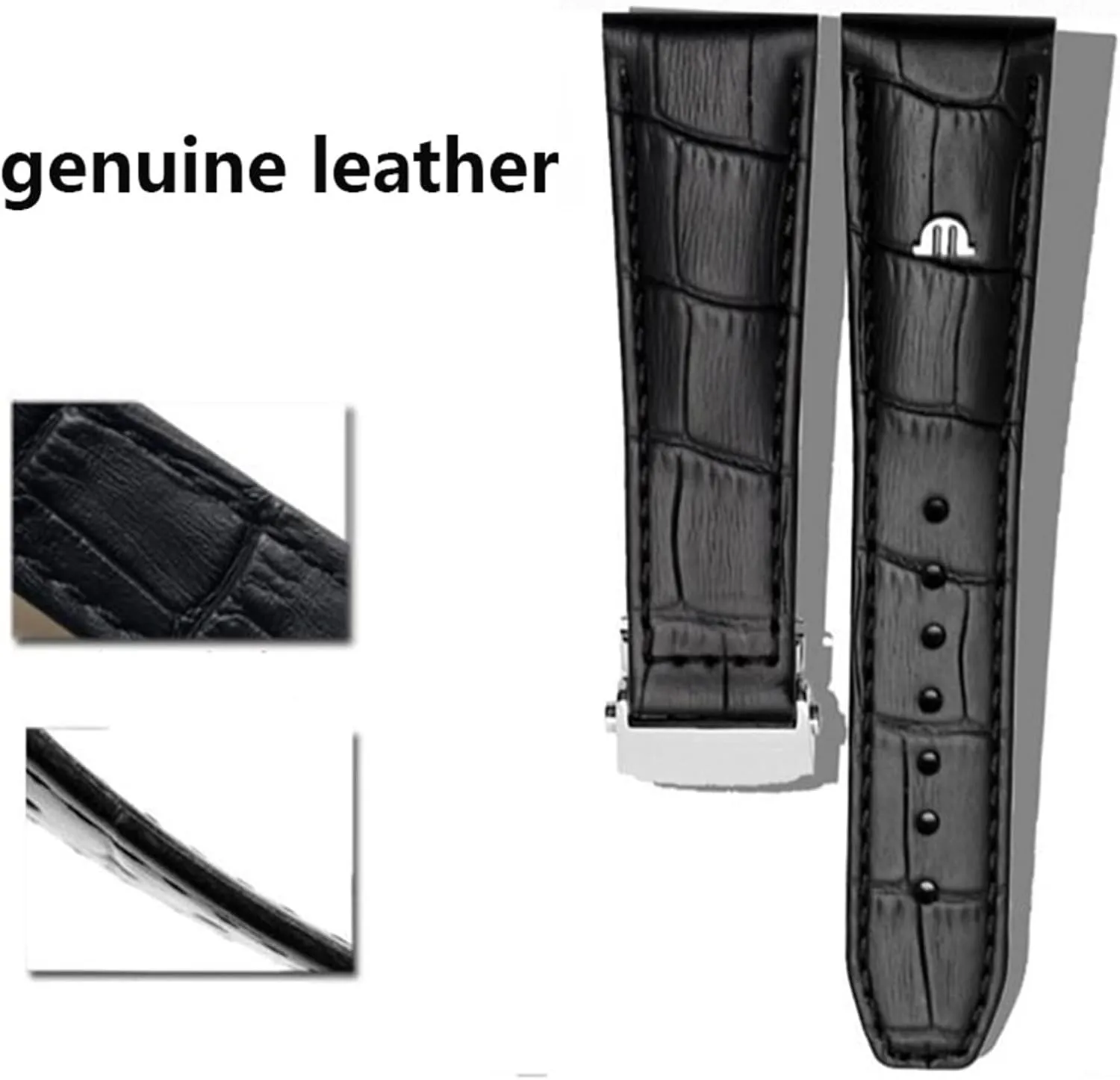 20mm 22mm With Folding Buckle Bracelet Black Brown Genuine Leather Watch Band，For Maurice Lacroix Watches Strap Replace