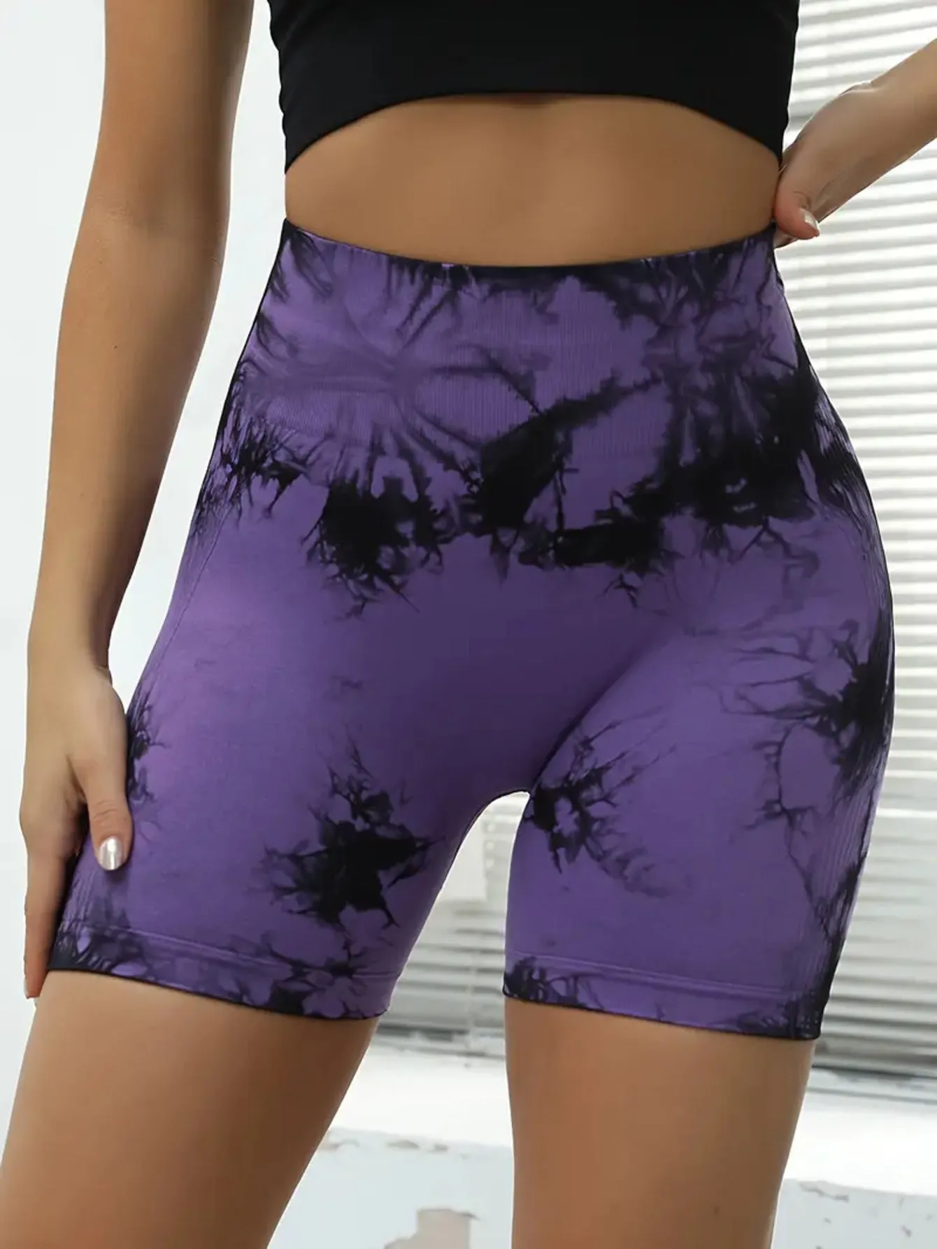 3 Pack High Waist Tie-Dye Biker Shorts