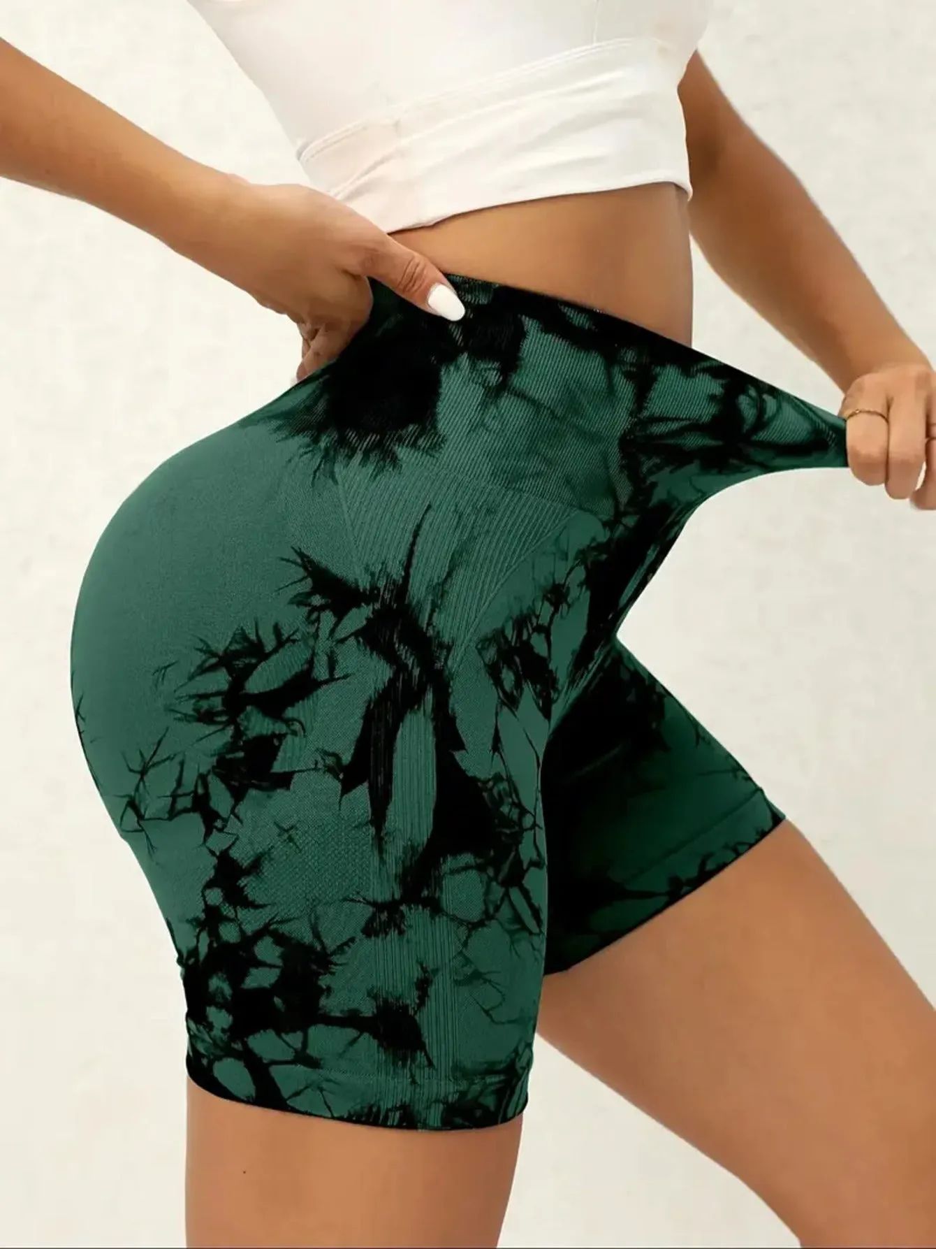 3 Pack High Waist Tie-Dye Biker Shorts