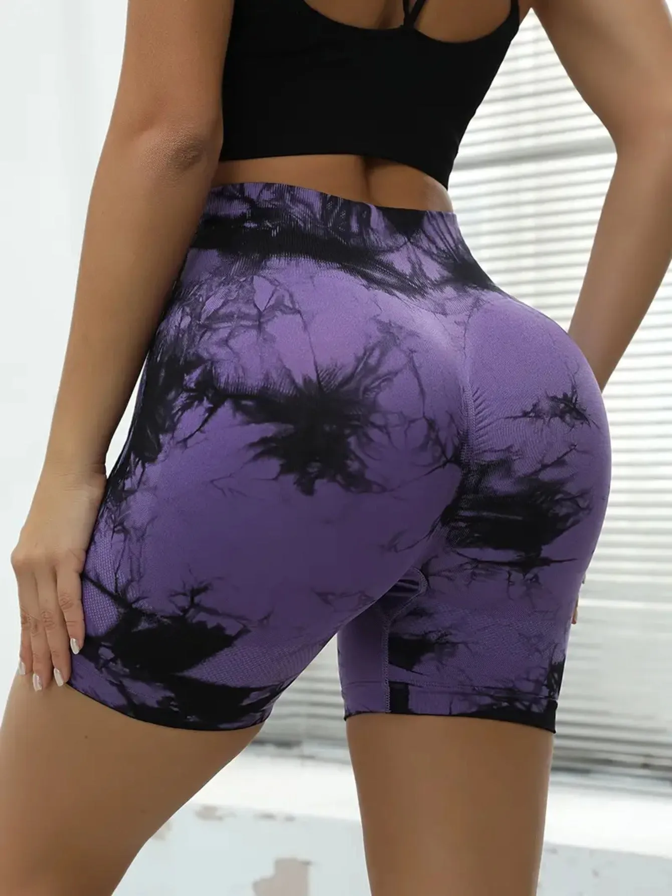 3 Pack High Waist Tie-Dye Biker Shorts