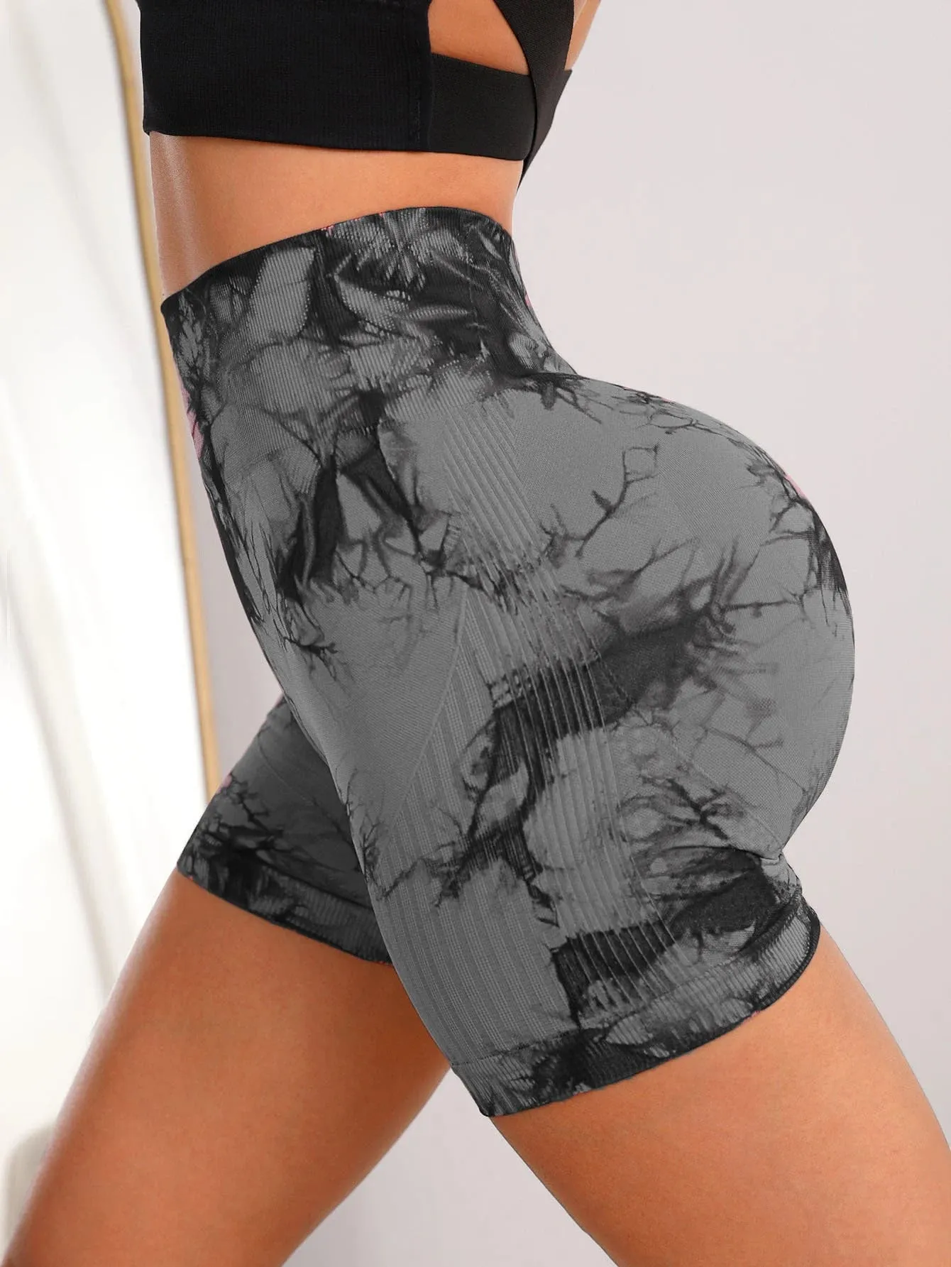 3 Pack High Waist Tie-Dye Biker Shorts