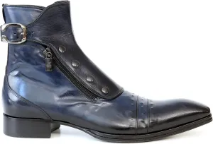3206 Italian Cognac Crocodile Print Leather Ankle Boots with Zippers, Buttons & Buckle