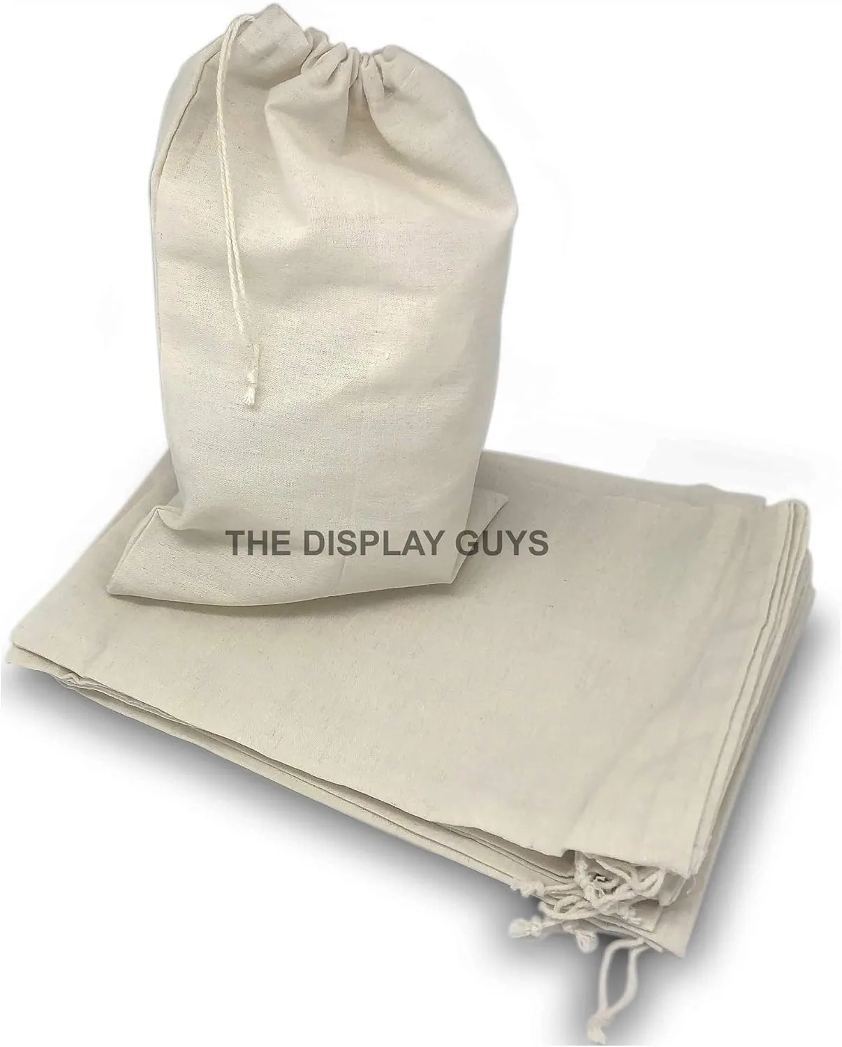 48-Pack Reusable 12x16 Cotton Canvas Muslin Bags w. Drawstring - Multi-Purpose - Gifts, Laundry, Grocery