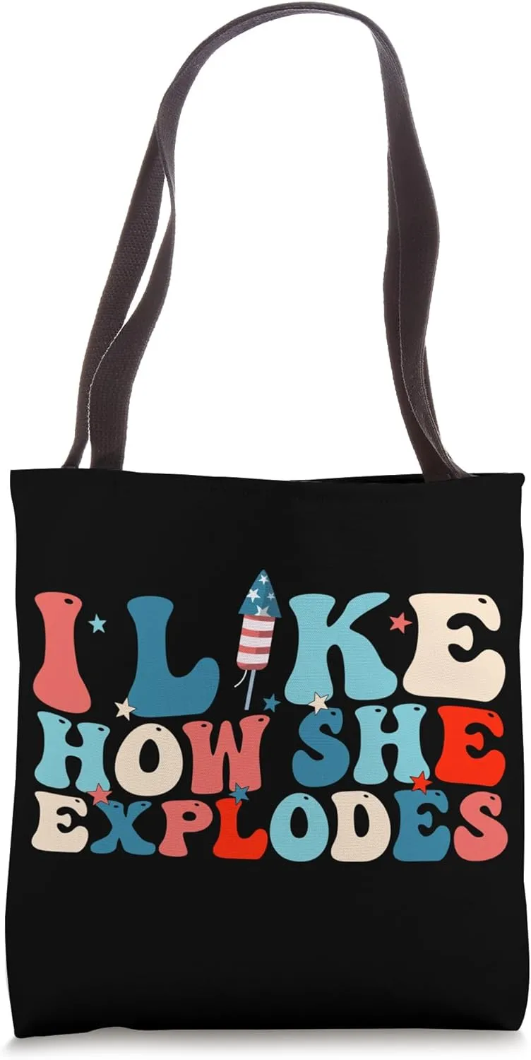 4th Of July I Like How She Explodes Fireworks Funny Couples Tote Bag