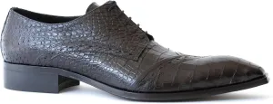 5227 Italian Black Crocodile Print Lace Up Shoes