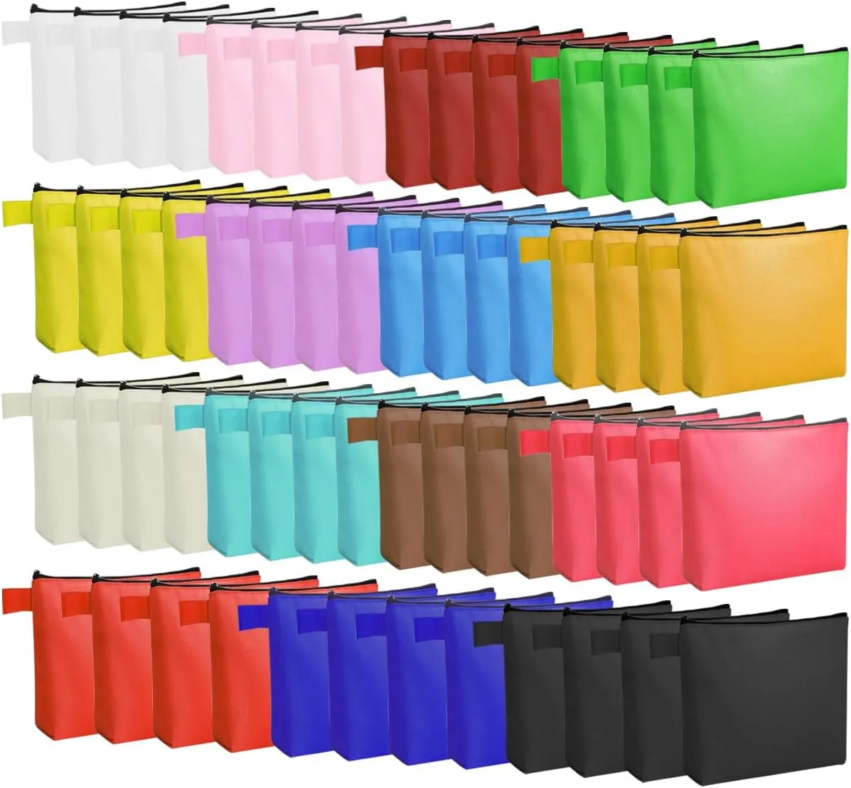 60 Pcs Canvas Makeup Bags Bulk Multi-Purpose Cosmetic Bag with Zipper Multi-Purpose Blank Travel Toiletry Bag Plain Blank Colored Bag for Travel Girls Pencil Craft, 15 Colors (9.8 x 5 x 2 Inch)
