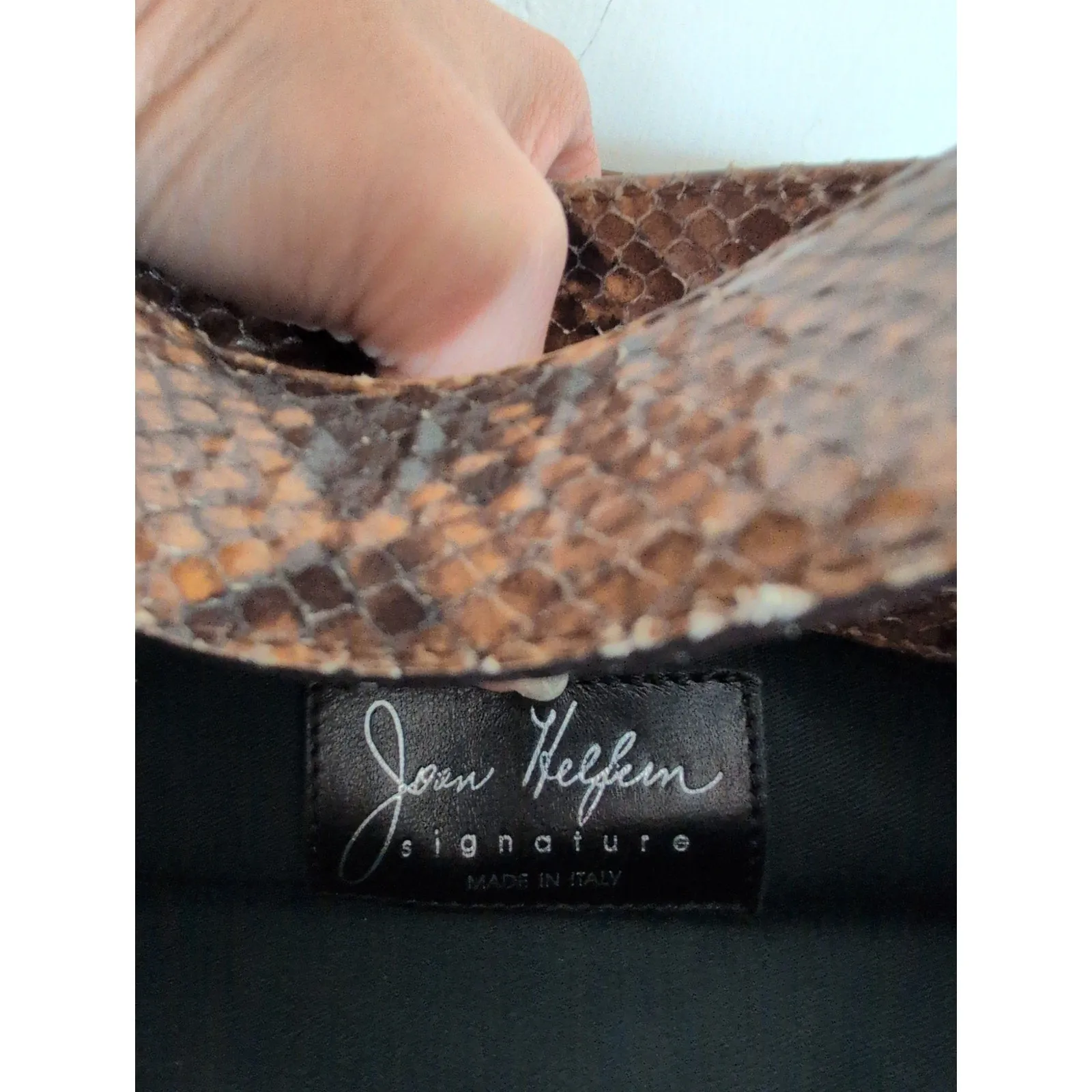 70s Snakeskin Leather Shoulder Bag Brown by Joan Helpern