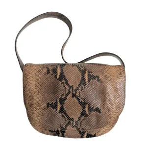 70s Snakeskin Leather Shoulder Bag Brown by Joan Helpern