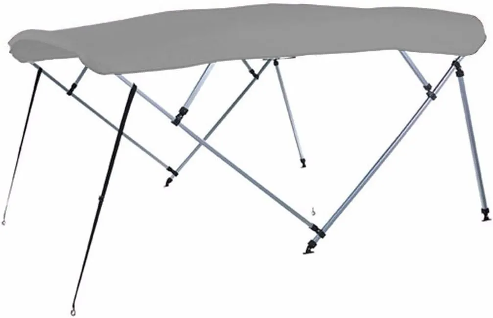 7.6 oz Gray 4 Bow Square Tube Boat Bimini TOP Without Running Light Cutout Sunshade Compatible for Tahoe Alpine Fish 1822 All Years