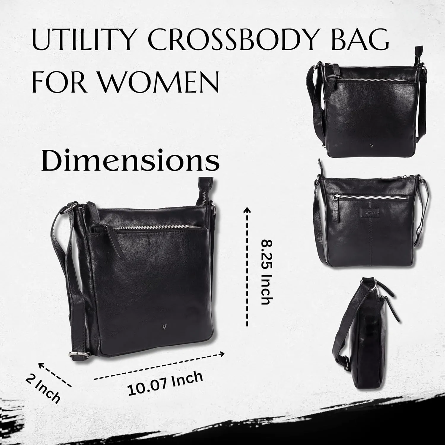 8.25 Inch Genuine Leather Crossbody Sling Bag for Women - Trendy Casual Office Bag with Adjustable Strap