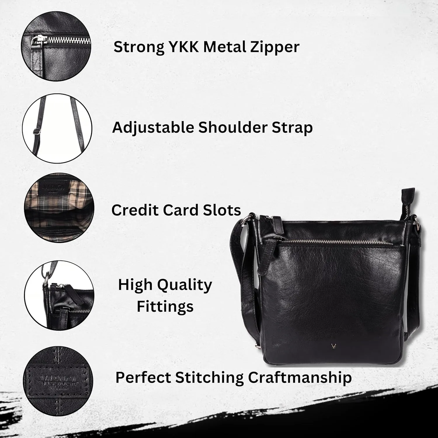 8.25 Inch Genuine Leather Crossbody Sling Bag for Women - Trendy Casual Office Bag with Adjustable Strap