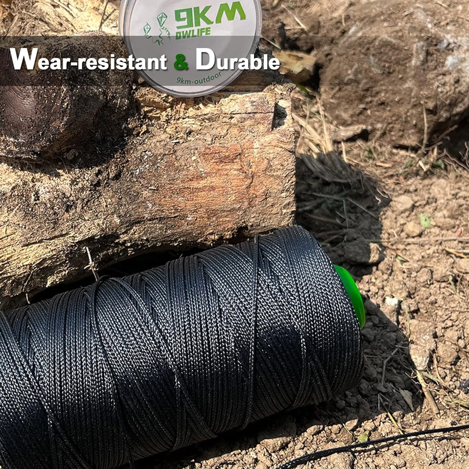 9KM DWLIFE Black Braided Kevlar Cord, 500-1500lb, Heavy Duty Huge Kite String, Model Rocket, Paracord, Fishing Assist Cord, Camping, Hiking, Outdoor Survival Rope