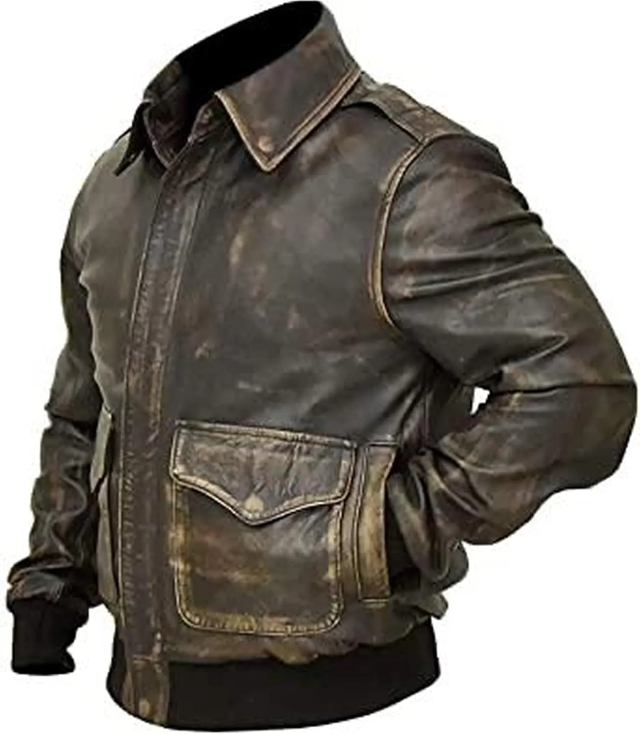A2 Aviator Flying Pilot WWII Flight Aviator Bomber Jacket in Genuine Leather for Men