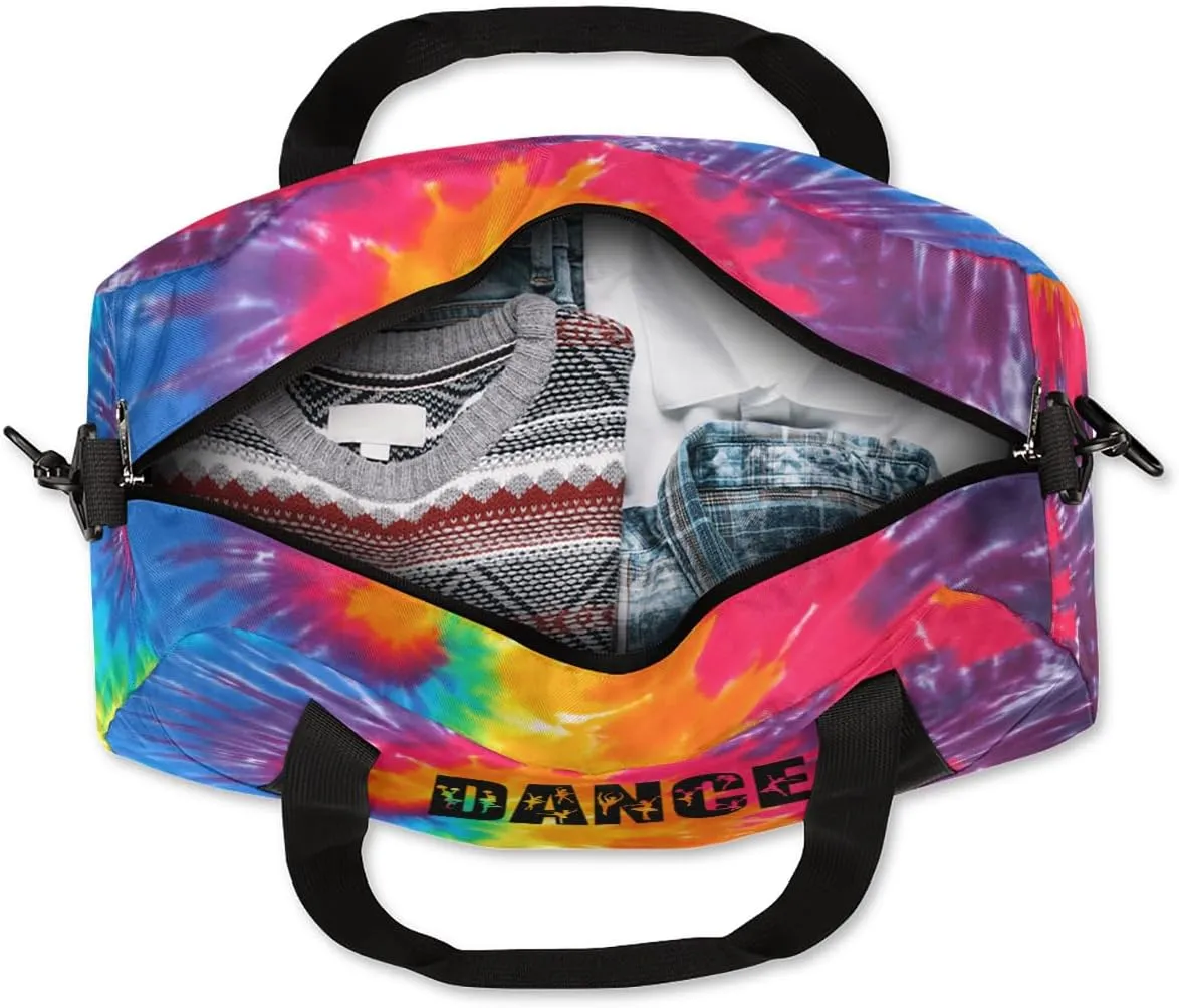 Abstract Art Swirl Tie Dye Custom Name Kids Duffel Bags Personalized Customized Gifts Sports Gym Bag Girls Dance Bag Overnight Weekender Sleepover Travel Tote Carry On Bag for Girls