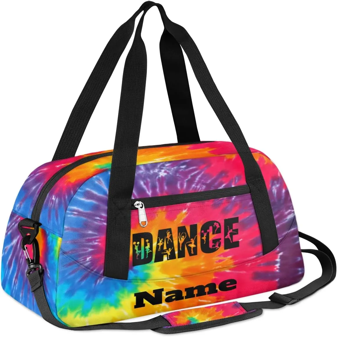 Abstract Art Swirl Tie Dye Custom Name Kids Duffel Bags Personalized Customized Gifts Sports Gym Bag Girls Dance Bag Overnight Weekender Sleepover Travel Tote Carry On Bag for Girls