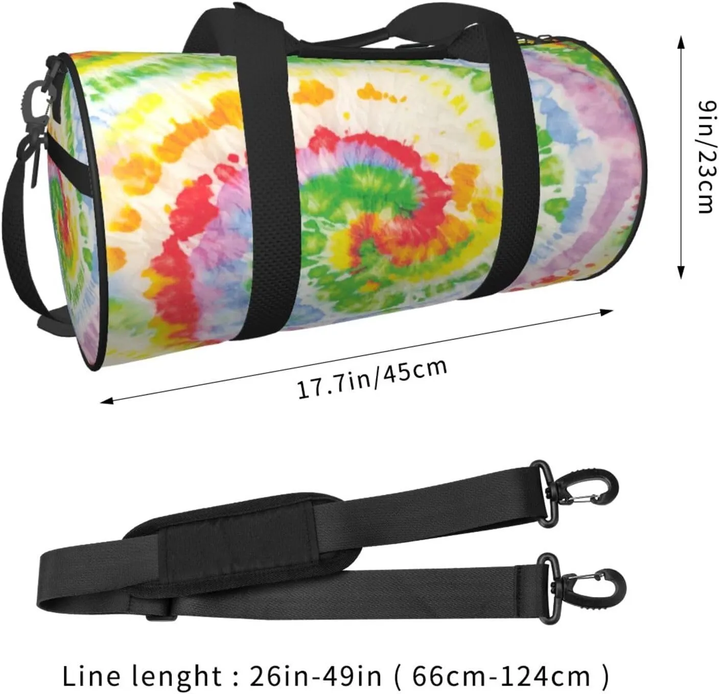 Abstract Colorful Tie Dye Round Travel Duffel Bag Large Capacity Gym Sports Bags for Hiking Vacation Trips