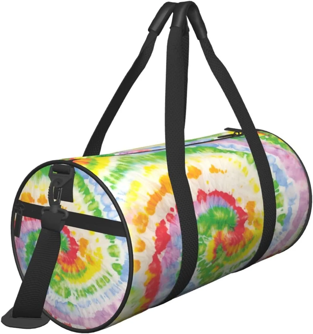 Abstract Colorful Tie Dye Round Travel Duffel Bag Large Capacity Gym Sports Bags for Hiking Vacation Trips