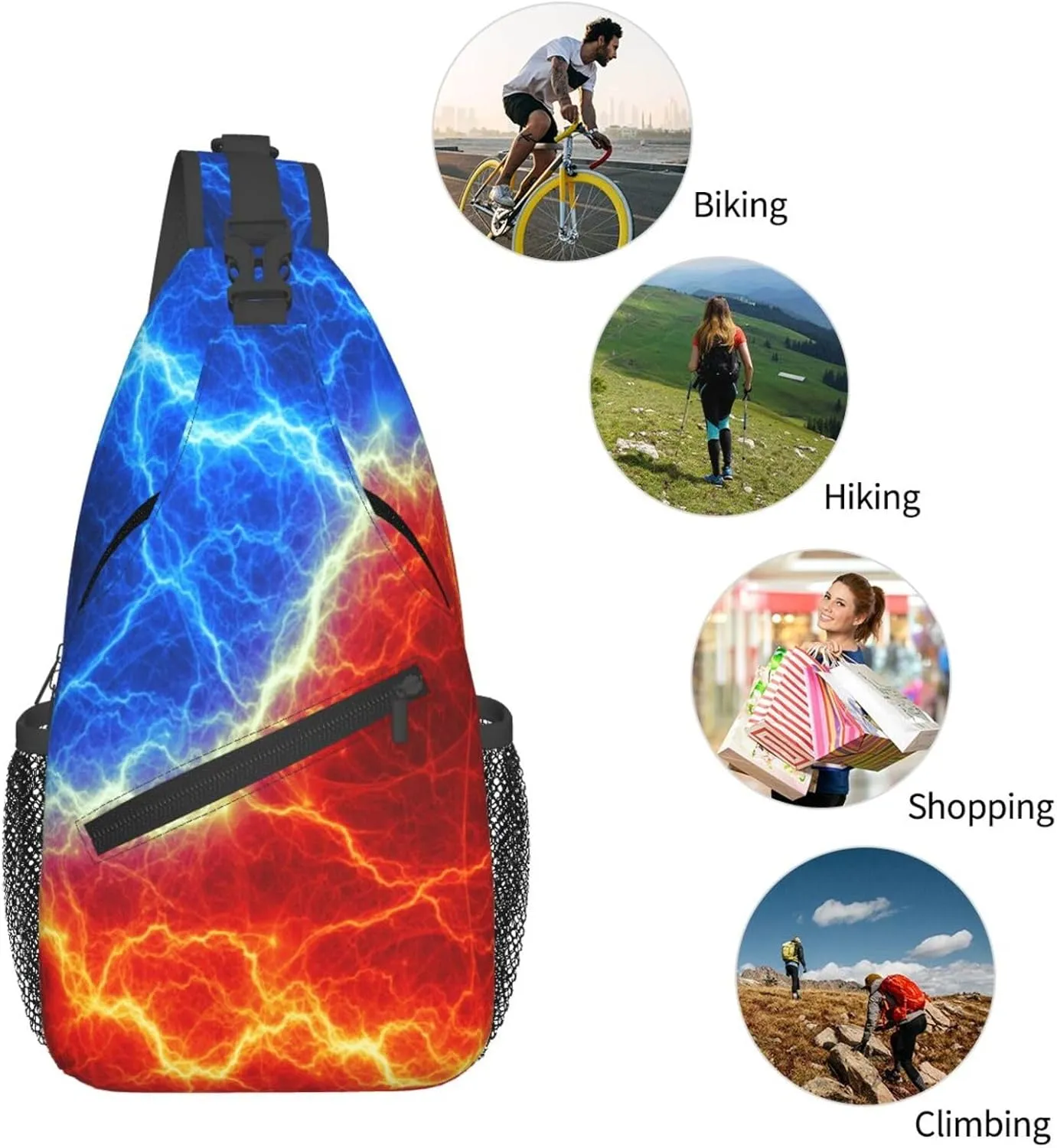 Abstract Rainbow Tie Dye Pattern Chest Bags Crossbody Sling Bag Shoulder Bag Travel Hiking Daypack For Men Women