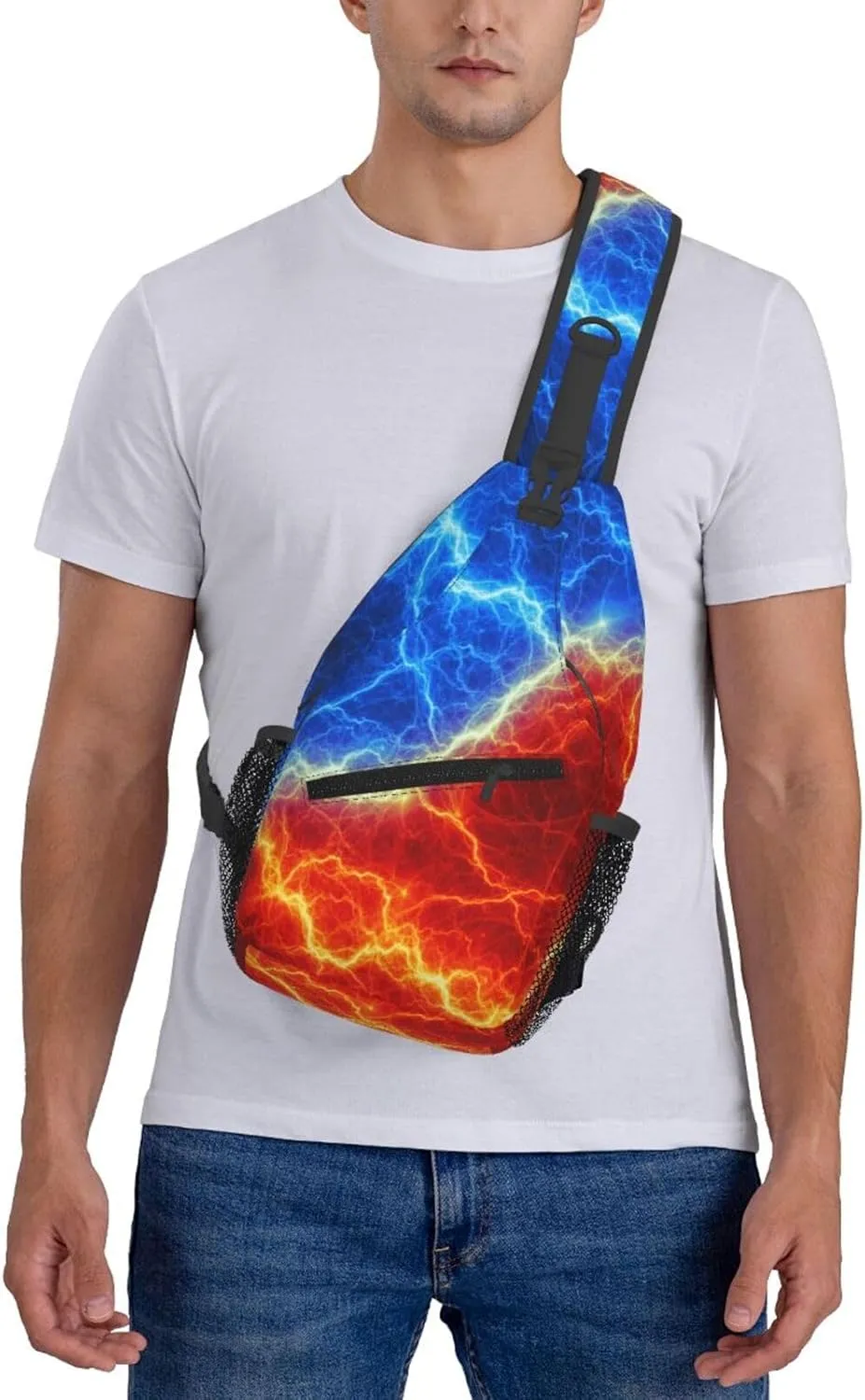 Abstract Rainbow Tie Dye Pattern Chest Bags Crossbody Sling Bag Shoulder Bag Travel Hiking Daypack For Men Women