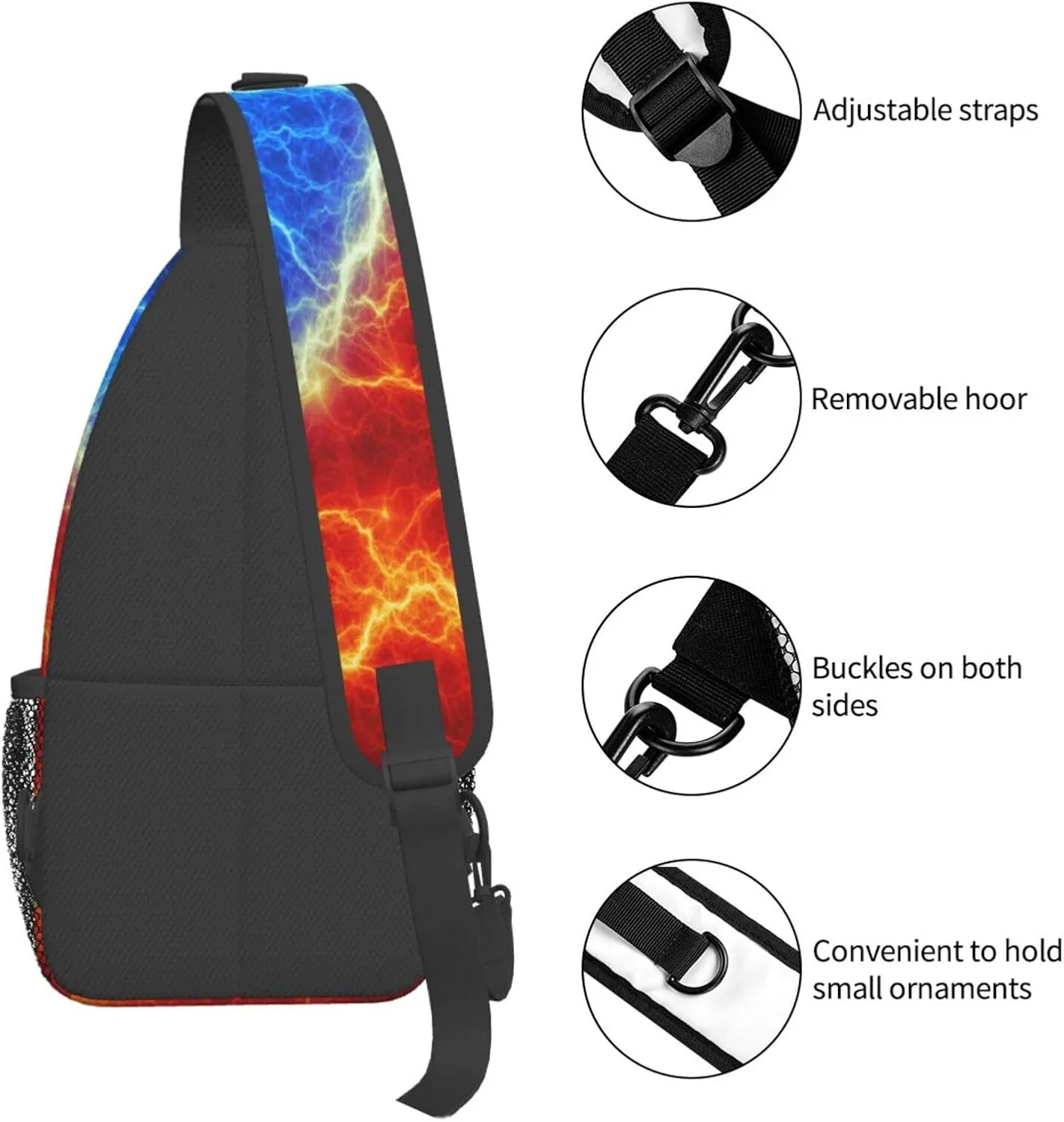 Abstract Rainbow Tie Dye Pattern Chest Bags Crossbody Sling Bag Shoulder Bag Travel Hiking Daypack For Men Women