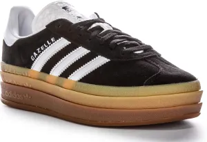 adidas Gazelle Bold W Three Layers Q Pannel Gum Sole Women's Suede Leather Trainers (Black White, US 4.5)