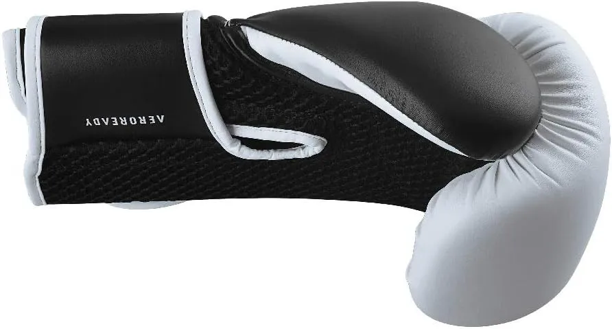 adidas Hybrid 150 Boxing Gloves - Leather Training Boxing Gloves for Men & Women - Kickboxing, Heavy Bag, MMA & Workout Gloves - Available in 10, 12, 14, 16 oz - Black/White, White/Black