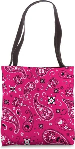 Aesthetic Pink Paisley Bandana Vintage Floral Boho Pattern Tote Bag