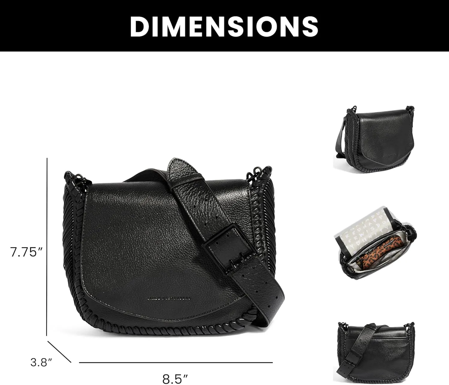 Aimee Kestenberg All For Love Saddle Crossbody Bag for Women - Small Leather Crossbody Purse - Adjustable & Removable Strap
